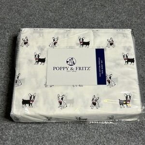 Poppy & Fritz Twin Sheet Set Frenchie Boston Terrier 100% Cotton Percale New